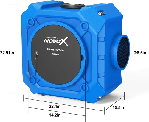 Vista 7 de Depurador de aire industrial con filtración HEPA de 3 etapas, flujo de aire ajustable de 0 a 550 CFM, temporizador de 0 a 99 horas, cubre 800 pies