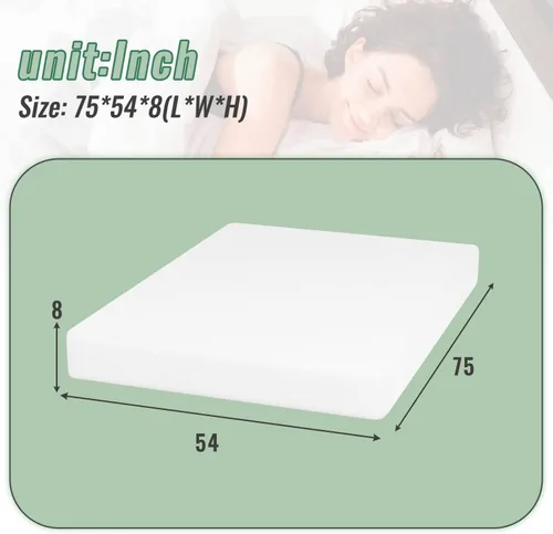 Vista 2 de PayLessHere Colchón de espuma viscoelástica de gel refrescante de 8 pulgadas, certificado CertiPUR-US, colchón transpirable para dormir más fresco