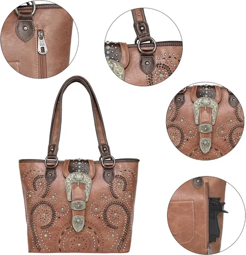 Vista 3 de Montana West Buckle Collection Western Handbag for Women Tote Purse with Wallet