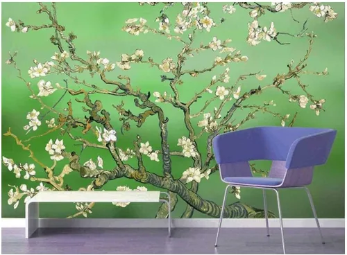 Vista 8 de Wall26 - Papel tapiz en color cobre con estampado de "Almendro en flor" de Vincent Van Gogh