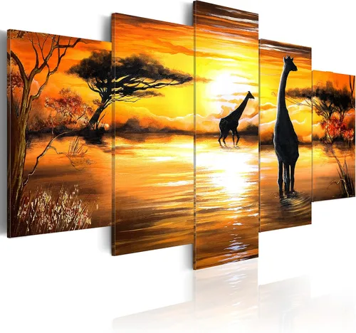Vista 41 de artgeist Lienzo acústico para pared, diseño de África, 40 x 20 pulgadas, 5 piezas con impresión de sonido de espuma acústica, sala de arte de África