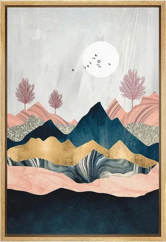 Vista 28 de SIGNFORD Lienzo enmarcado para pared, pinos sepia, bosques, bosques, naturaleza, ilustraciones de área silvestre, arte digital, arte moderno
