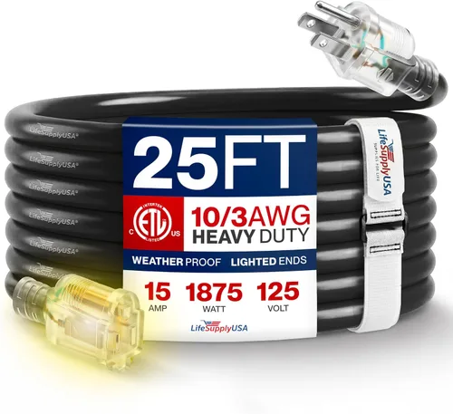 Vista 61 de Cable de extensión de 3 pies para exteriores/interiores, calibre 10/3, ultra resistente, SJTW, resistente al agua, certificación ETL, cable