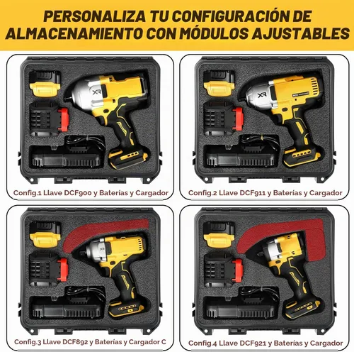 Vista 3 de Funda para llave de impacto y dinamométrico Dewalt - Caja de herramientas dura impermeable para juego Dewalt, bolsa de kit combinado de herramientas