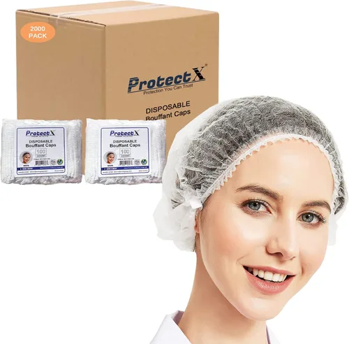 Vista 10 de ProtectX Paquete de 100 redes desechables negras para el cabello, cubierta elástica para la cabeza, gorras Bouffant, cubierta de cabeza