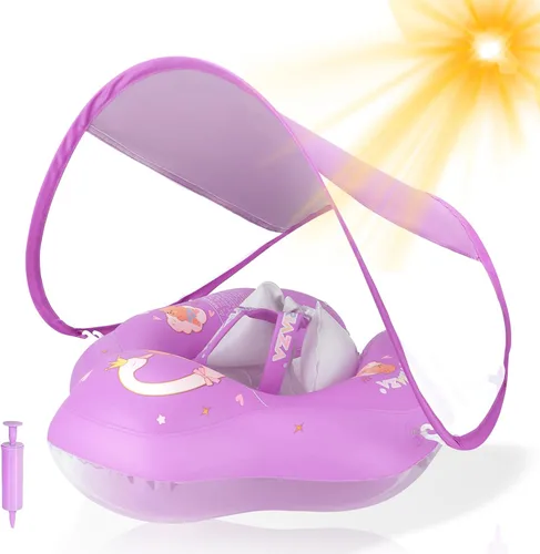 Vista 9 de WYRIAZA Flotador para bebé con toldo UPF50+ protección solar para bebés recién nacidos y niños pequeños inflables para natación, natación