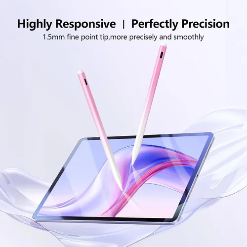 Vista 2 de Lápiz óptico para iPad 6-11ª generación 2X carga rápida, rechazo de palma Blanco Rosa