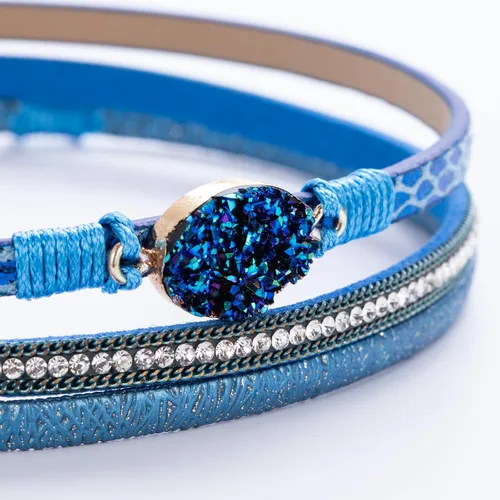 Vista 125 de FANCY SHINY - Pulsera de cuero estilo bohemio, pulsera de cuentas de cristal con cierre magnético, regalos de joyería para mujer