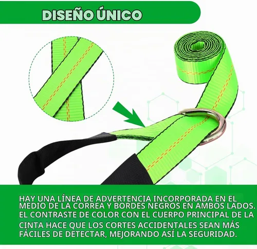 Vista 3 de Paquete de 4 Correas de Remolque de Camión de 2" x 8 pies, Correas de Elevación de Rueda Lasso, Correa de Remolque Lasso con Anillo en D 11, 000