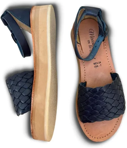 Vista 3 de Mexico en la Piel Sandalias Huarache de plataforma de cuero hechas a mano para mujer