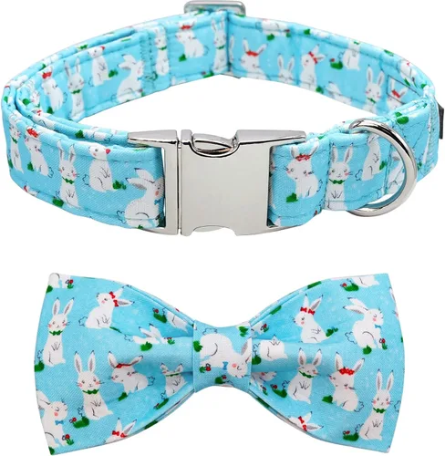 Vista 16 de Collar para perro con corbatín de Lionet Paws, Collar de corbatín de verano para perro, Collar para perro ajustable y cómodo, regalo para cachorro
