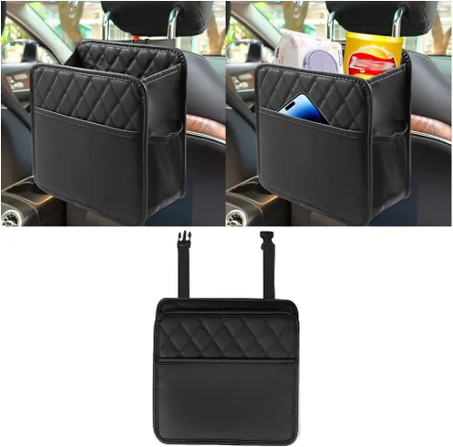 Vista 16 de Mandark Organizador de respaldo de asiento de automóvil, cuero PU, bolsillo de almacenamiento colgante para asiento trasero del vehículo, accesorios
