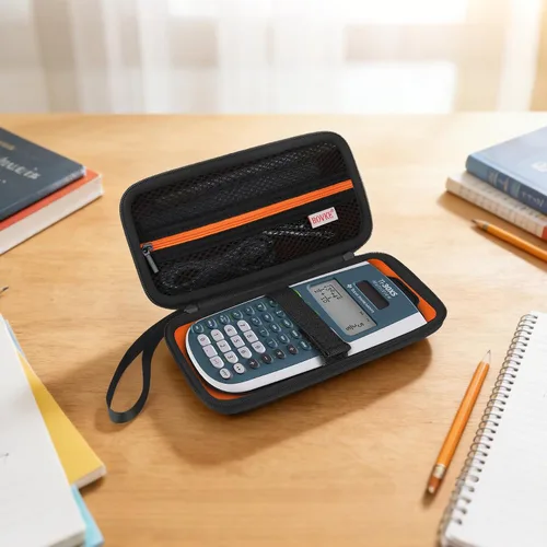Vista 7 de BOVKE Estuche rígido para calculadora científica TI-30XIIS TI-30XS TI-30Xa TI-36X Pro, negro+naranja