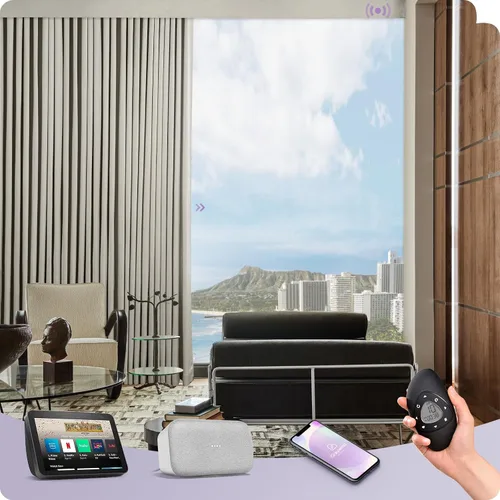 Vista 11 de Graywind Cortinas motorizadas con riel, cortinas inteligentes para oscurecer la habitación, cortinas cableadas compatibles con control remoto Alexa