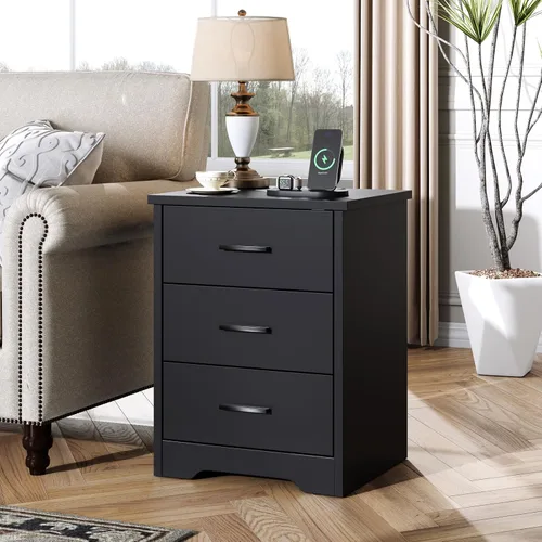 Vista 9 de LIDYUK Cómoda negra para dormitorio, cómoda de 6 cajones y cómodas, cómoda de madera moderna, cómoda de 48 pulgadas de ancho para dormitorio