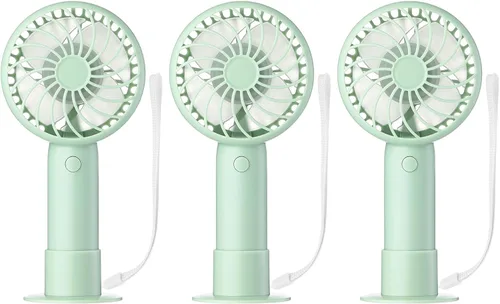 Vista 46 de Tujoe Mini ventilador de mano potente de 3 velocidades, ventilador personal pequeño portátil recargable con base USB para mujeres, maquillaje