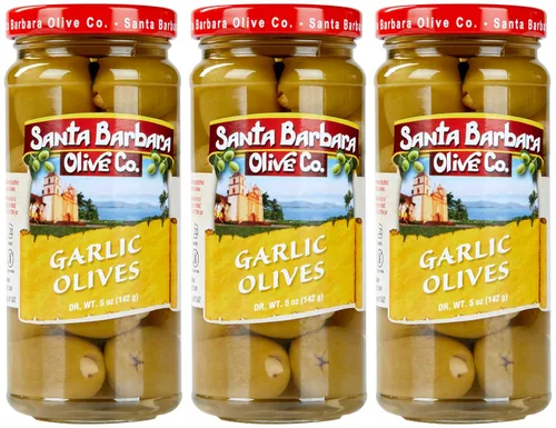 Vista 13 de Aceitunas verdes rellenas de anchoas sin hueso de Santa Barbara, perfectas para tablas de embutidos, ensaladas, pizza y pasta, paquete de 3, 5 onzas