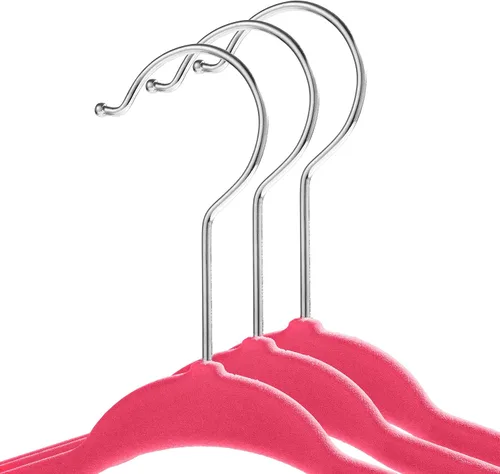 Vista 2 de Casafield 50 perchas de terciopelo para bebé, tamaño de 11 pulgadas para ropa de bebés y niños pequeños, color rosa