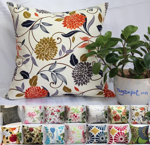 Vista 19 de TangDepot - Fundas de almohada decorativas 100% de algodón con estampado floral, fundas de almohada hechas a mano - (12 x 12 pulgadas, Negro Claro)