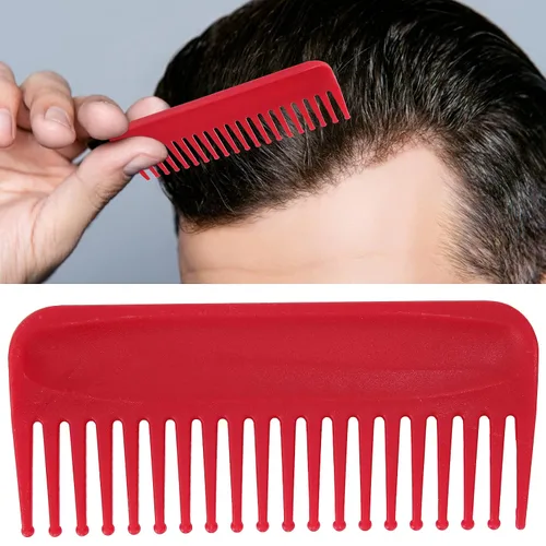Vista 4 de Peines de dientes anchos, peine desenredante sin mango, peines para cabello húmedo y seco para salón de belleza y hogar (rojo)