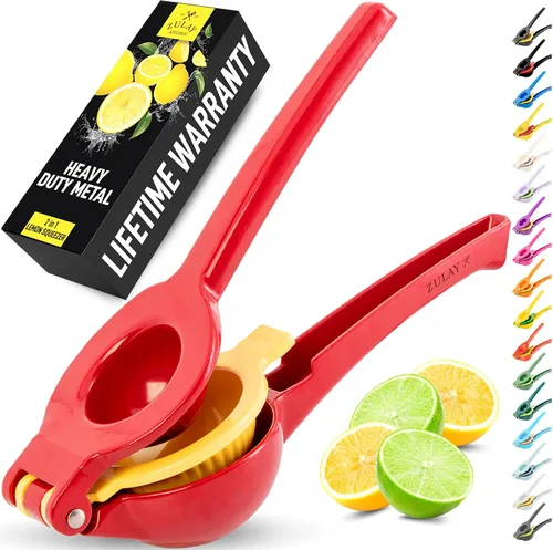 Vista 11 de Zulay Kitchen Exprimidor de limón 2 en 1 de metal, exprimidor de mano de extracción máxima resistente, exprimidor de limón que recibe hasta