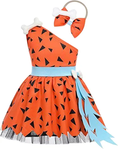 Vista 2 de Disfraz de Halloween para niñas pequeñas, vestido de tul de malla, trajes de princesa (naranja, de 6 a 12 meses)