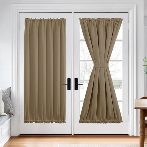 Vista 61 de Deconovo Cortinas opacas para puerta, bolsillo para cortinero y cortinas de bloqueo con aislamiento térmico para dormitorio, 137.16 x 189.2 cm, azul
