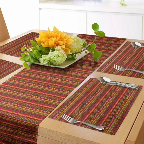 Vista 62 de Lunarable Camino de mesa tropical y manteles individuales, acuarela tucán loro flamenco piñas y flores silvestres sobre rombo, juego para decoración