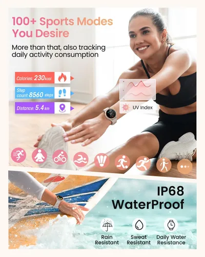 Vista 5 de Smart Watches for Women Gifts (Answer/Make Calls) for Android Phones iPhone Compatible, 2024 Christmas Birthday Gifts for Women Men 7/24 Fitness