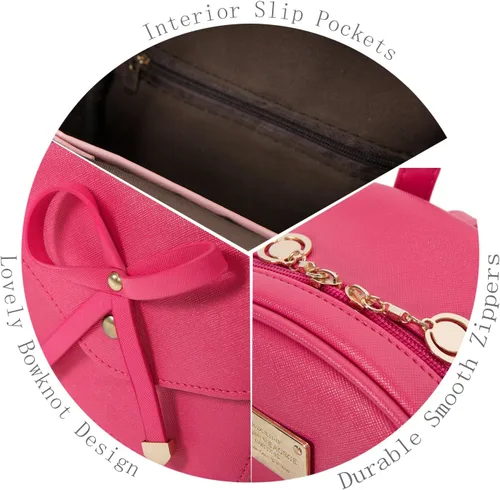 Vista 5 de Mochila pequeña para niñas y mujeres, de cuero, a la moda, para el día a día