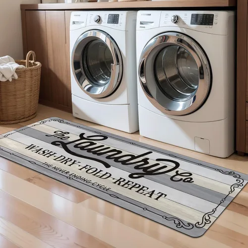 Vista 29 de Pauwer - Alfombra de cocina estilo granja, 20"X48", beige, antideslizante, lavable, hecha a máquina Goma, lavable, duradero, fácil de limpiar
