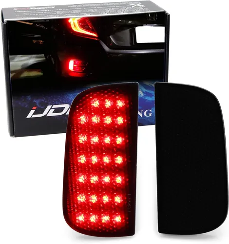 Vista 10 de iJDMTOY Luces LED de reflector para parachoques de lente roja 54-SMD Compatible con Honda Civic Sedán/Coupé 2016-2021, función como luces de cola