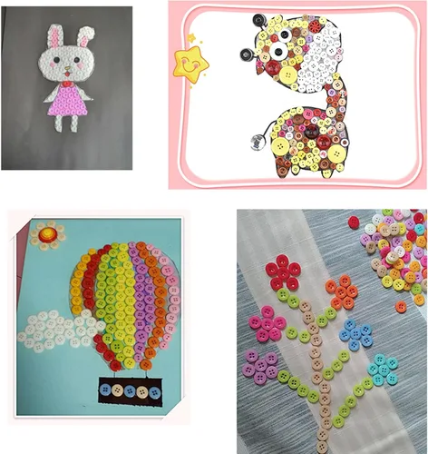 Vista 7 de 500-700 PZA Botones de Resina Marrón Claro, Varios Tamaños y Formas para Costura Infantil, Manualidades DIY, Botones Pintados a Mano para Arte