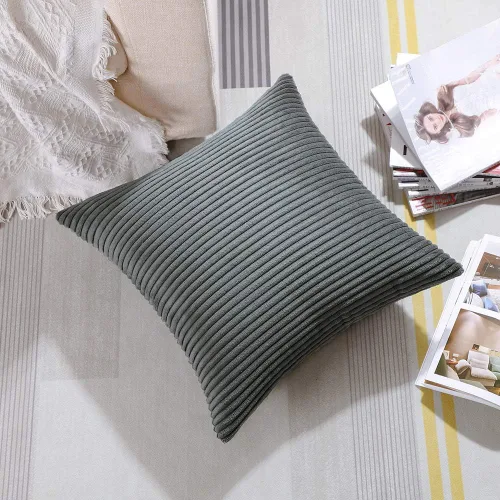 Vista 4 de Artscope Fundas de Almohada de Pana a Rayas Acogedoras Súper Suaves Decorativas Cuadradas Fundas de Cojín para Sofá Sillón Dormitorio Decoración