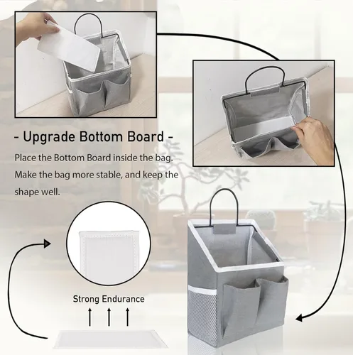Vista 3 de Kanrichu 2 piezas de cestas pequeñas para colgar en la pared para organizar, bolsa de almacenamiento colgante en la pared como organizador sobre