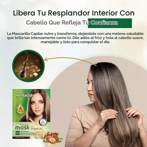 Vista 4 de Herbishh Mascarilla de argán para el cabello, acondicionador e hidratación