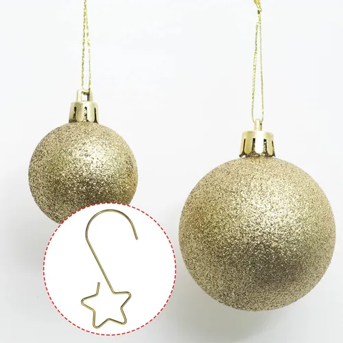 Vista 3 de Tupalizy 80 ganchos de adorno en forma de estrella para colgar decoraciones de árbol de Navidad, ganchos de acero inoxidable S para manualidades