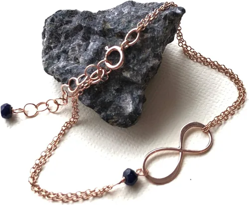 Vista 63 de Pulsera con dije de infinito con piedra natal, joyería hecha a mano, regalo para ella