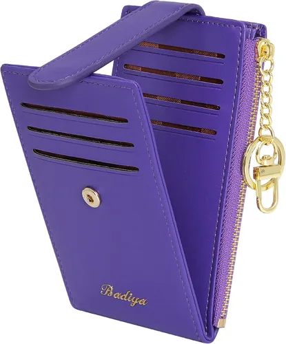 Vista 15 de Badiya Tarjetero para mujeres con RFID, carteras delgadas, plegables, tarjetero multifuncional, monedero