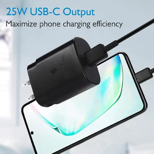 Vista 6 de Cargador súper rápido USB C de 25 W con cable tipo C de 5 pies para Samsung Carga súper rápida, compatible con Galaxy