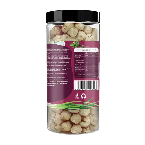 Vista 2 de Farmley Makhana Snacks saludables de proteínas Chips crujientes tostados y saborizados a base de plantas sin gluten (paquete de 1) Fox Nuts