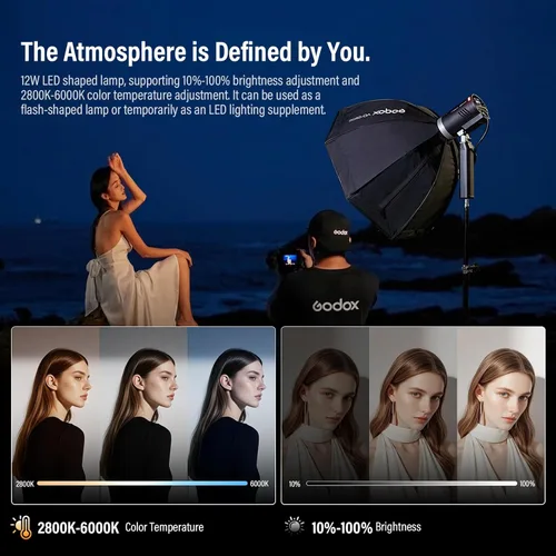 Vista 3 de GODOX AD300Pro II 300Ws Flash estroboscópico monolight, 2.4G TTL 1/8000 HSS 2.4G Flash inalámbrico TTL, 0.01-1.5s tiempo de reciclaje, 350 potencia