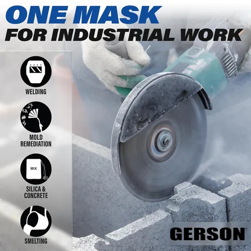 Vista 3 de GERSON Industrial P100 Respirador Kit de soldadura, sílice y polvo de hormigón, molde (mediano)