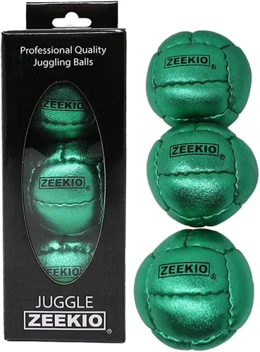 Vista 8 de Zeekio Galaxy Malabares - Pelotas de cuero genuino de 12 paneles de primera calidad, 4.59 oz, 2.638 in, paquete de 3 (negro)