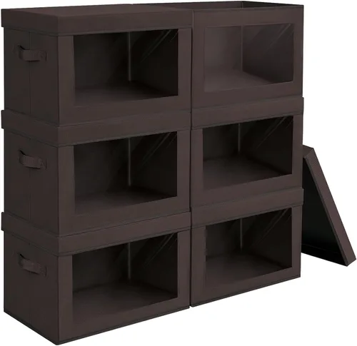 Vista 34 de Homsorout Contenedores de almacenamiento con tapas, organizadores pequeños de tela con ventana, contenedores de almacenamiento plegables para ropa