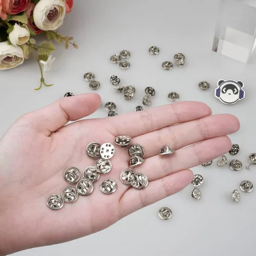 Vista 3 de 50 pares de alfileres de metal y respaldos de alfileres, alfileres en blanco de 8 mm de largo y 4 mm de ancho para regalos de joyería, fabricación