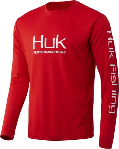 Vista 43 de HUK Camisa de manga larga Icon X para hombre, camisa de pesca de alto rendimiento Azul celeste