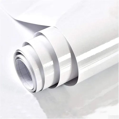 Vista 26 de Papel para empapelar blanco, papel de vinilo autoadhesivo, película decorativa para encimeras de cocina, armarios, muebles con brillo iridescente