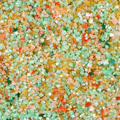 Vista 11 de Azúcar de Arena de Otoño, 120g - Chispas de azúcar comestibles naranjas, amarillas, rojas, blancas y marrones para decoraciones de horneado