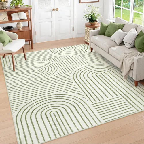 Vista 25 de Lahome Alfombras lavables abstractas, alfombra azul de 4 x 6 pies para dormitorio, guardería, suave, antideslizante, moderna, alfombra ultradelgada